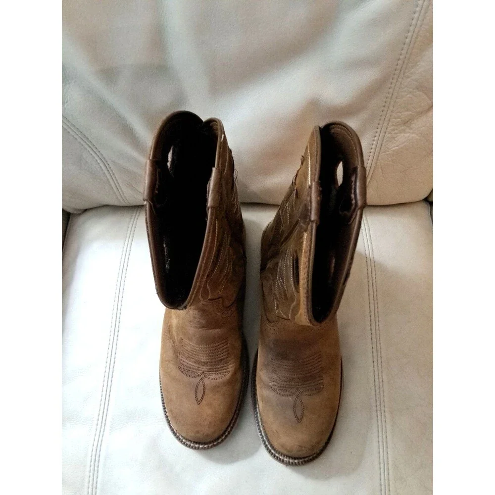 Tony Lama Mens 9D Boots River Tumbleweed Water Buffalo 11” Work Brown RR3370